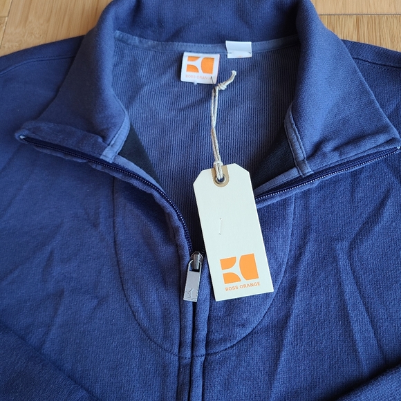 Boss Orange Long Sleeve Zip-up Blue Sweater Size L - Picture 12 of 12